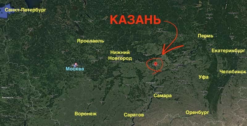 Где находится Казань на карте