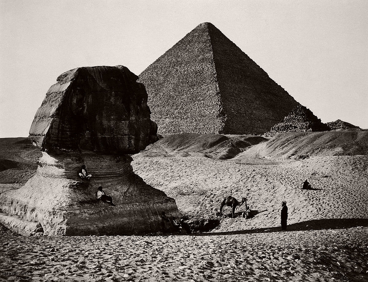 Сфинкс, пирамида Хуфу и две меньшие пирамиды,1862 г.