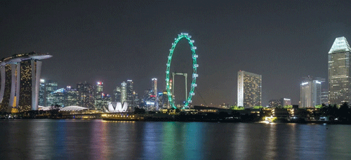 Ночной скайлайн Сингапура