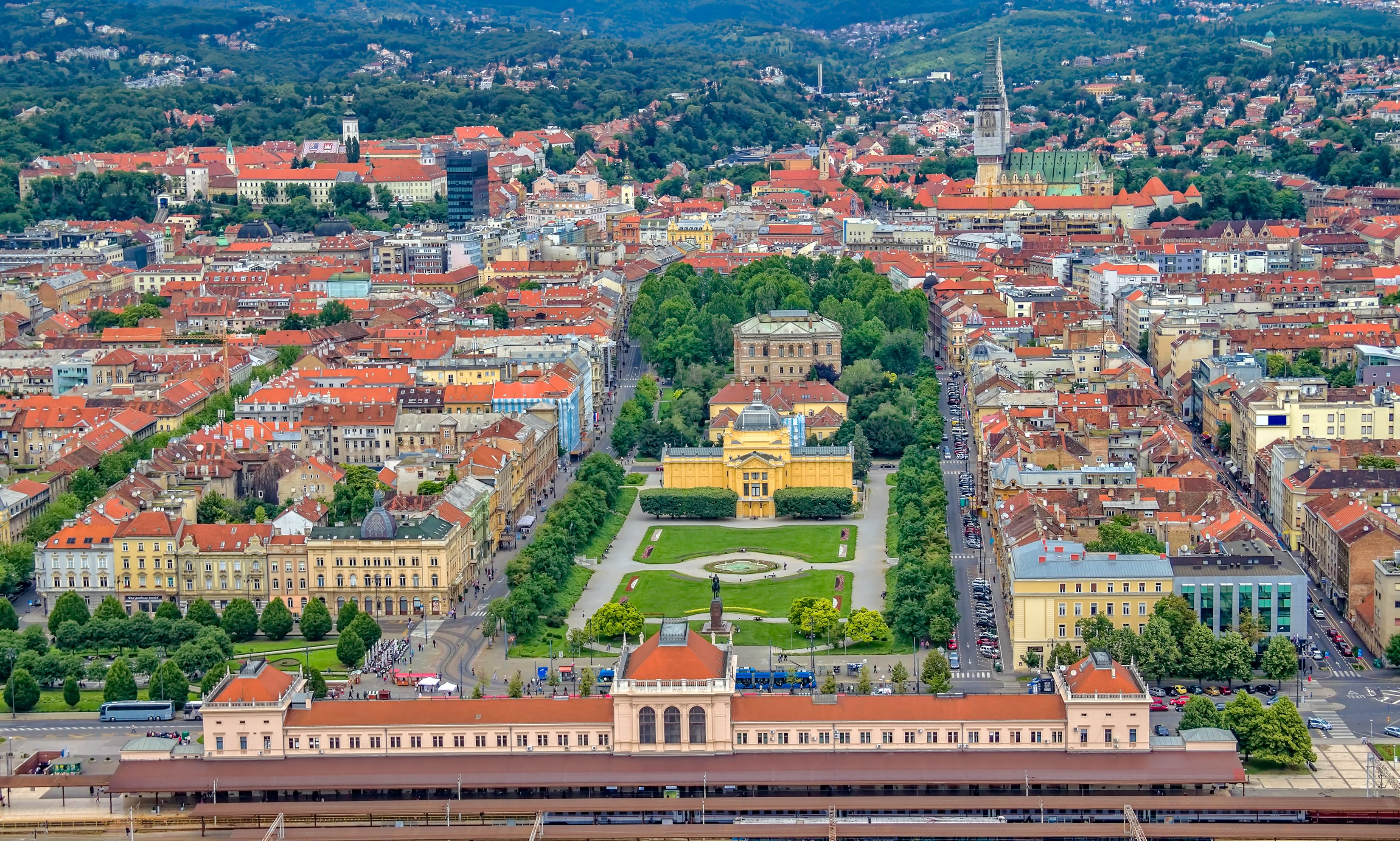 Вид с воздуха в Загребе, Хорватия