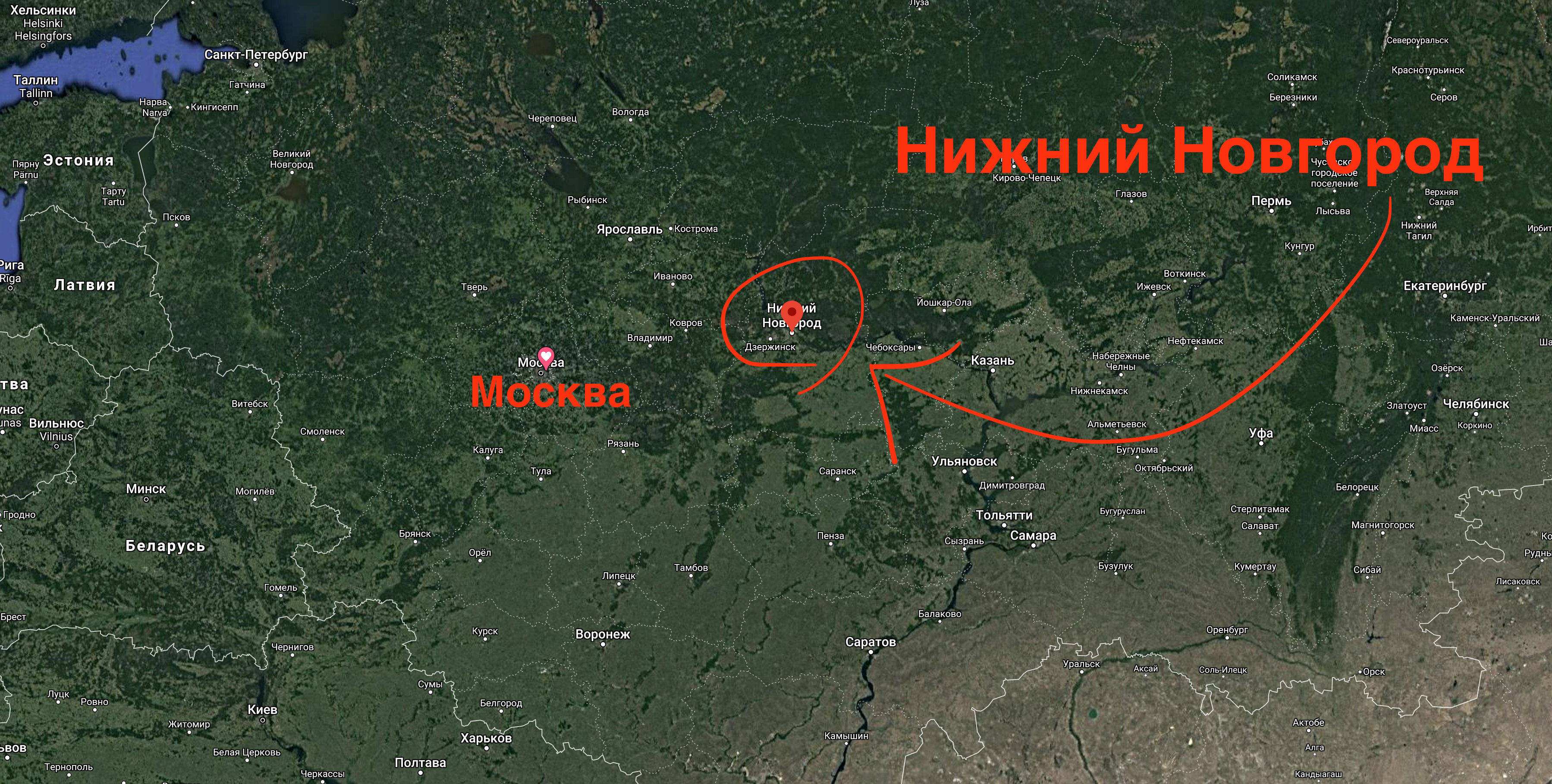 Где находится Нижний Новгород на карте