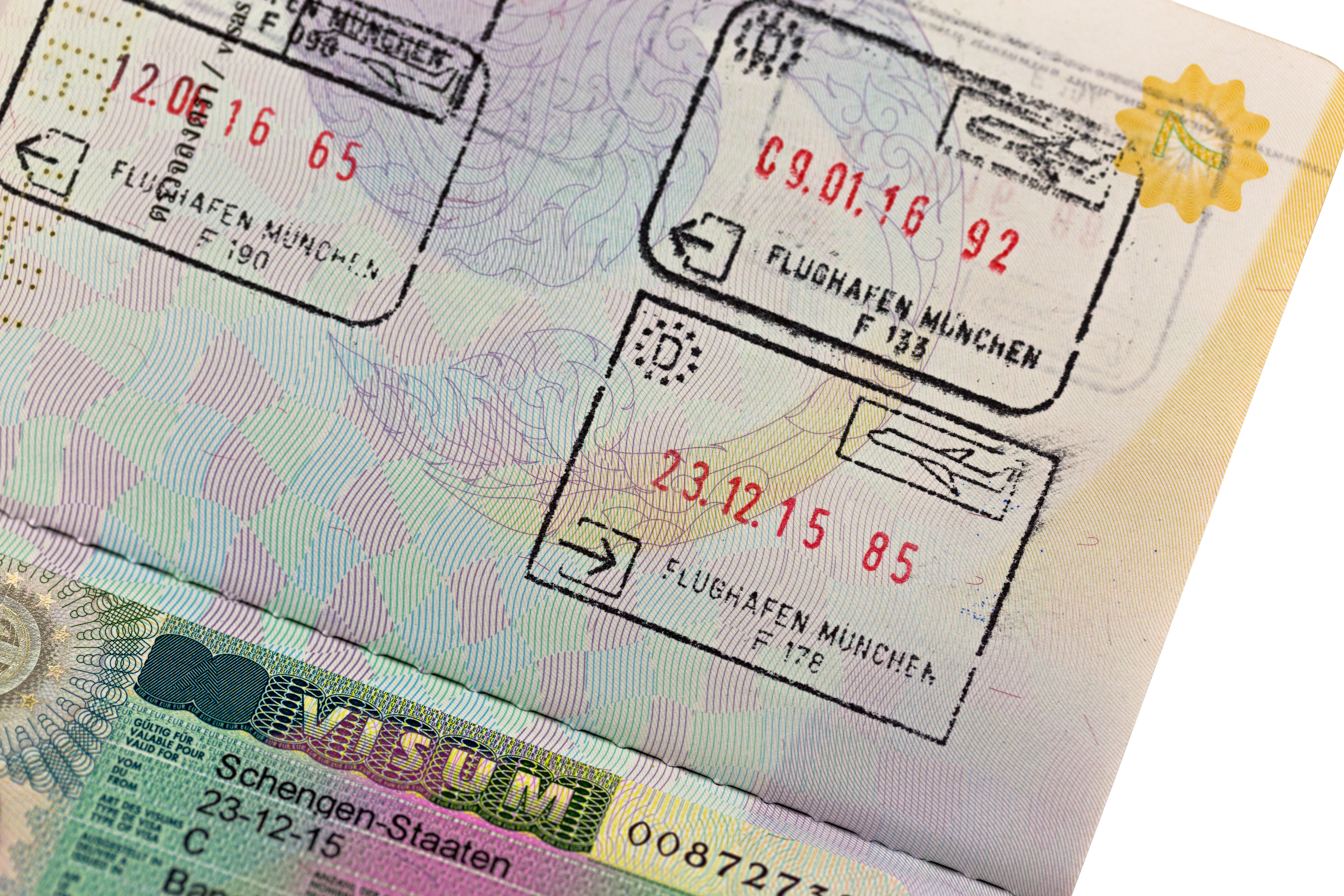 Штамп визы в паспорте шенген