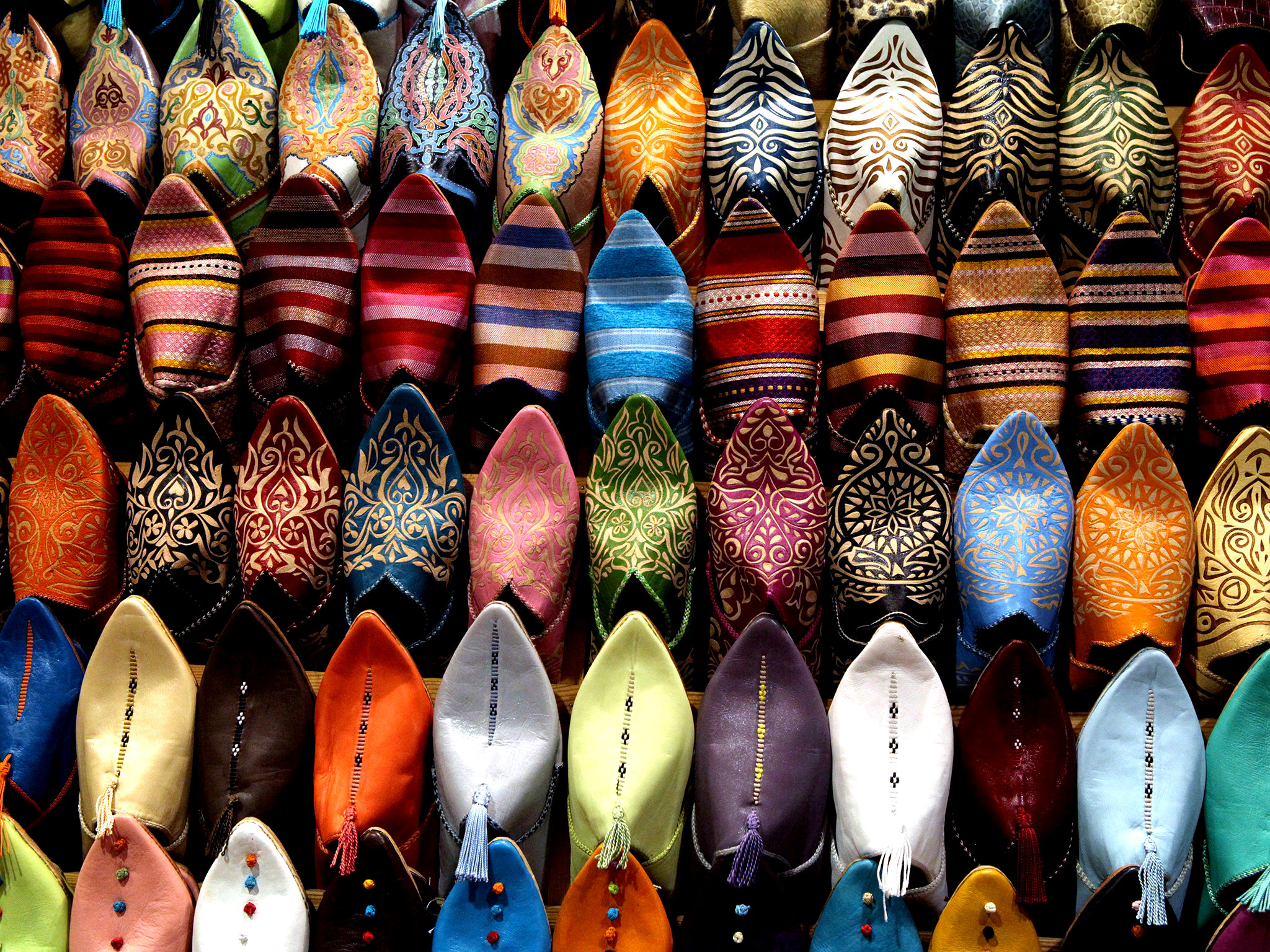 Разноцветные марокканские тапочки-бабуши