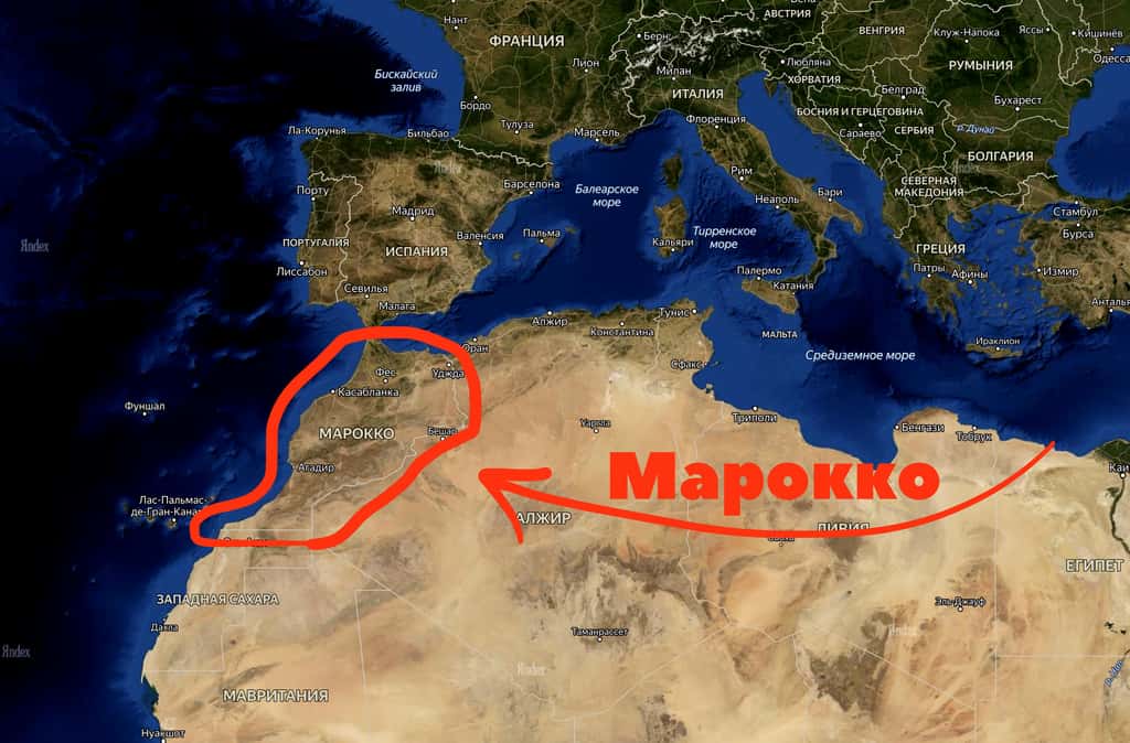 Вот где находится Марокко на карте мира