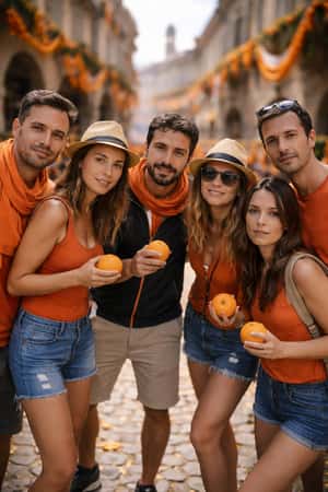 Ежегодная битва апельсинами в Ивреа, Италия