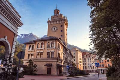 Три курорта Красной Поляны - закат в горах