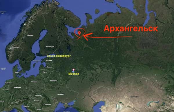 Где находится Архангельск на карте